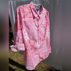 Tommy Hilfiger Vibrant Pink Floral Button Down Shirt